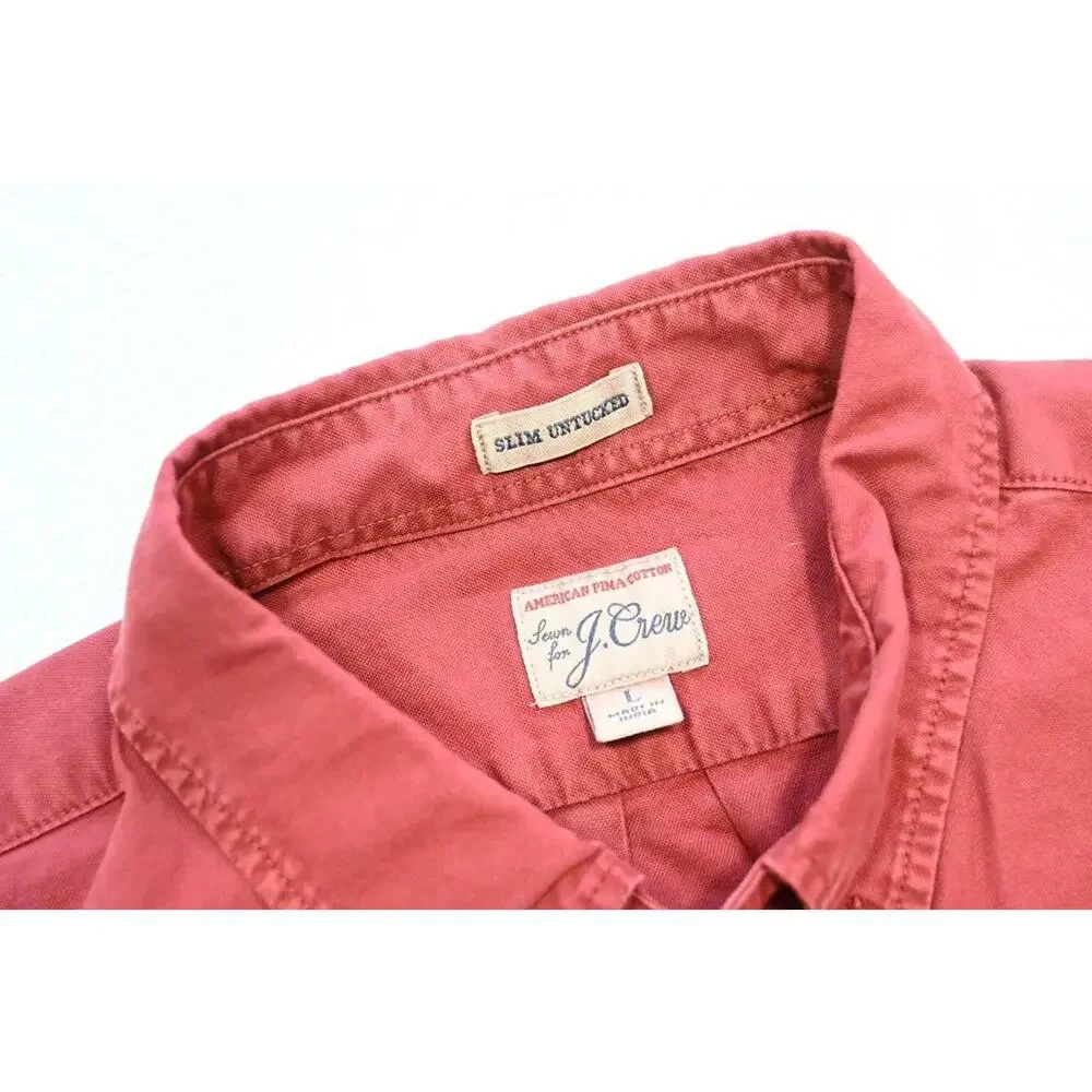 J Crew Dress Shirt Slim Untucked Dark Red Button Up Long Sleeve Mens Sz‎ Large